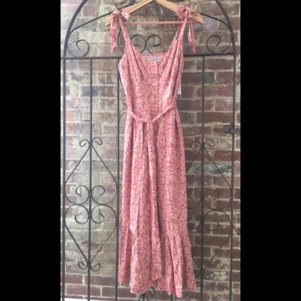 J. Crew button dress midi ruffle hem 6 NWT